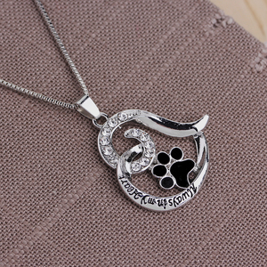 Collana con Ciondolo a Serpente ZRM Popolare per Amanti degli Animali, con Impronta di Cucciolo e Gatto, <span class=keywords><strong>Cuore</strong></span> d'<span class=keywords><strong>Amore</strong></span> 'Sempre nel <span class=keywords><strong>Mio</strong></span> <span class=keywords><strong>Cuore</strong></span>' e Strass di Cristallo - Product Image 4