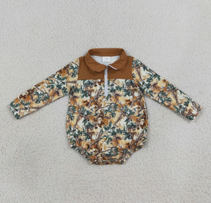 Combinaison de chasse au canard col vert pour bébés garçons, à col polo zippé, manches longues, imprimé faune, color block - Product Image 5