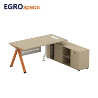 EGROspace Bureau de Direction Haut de Gamme Design Élégant et Raffiné avec Meuble de Rangement pour Directeur Général et Manager