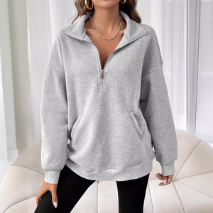 <span class=keywords><strong>Felpa</strong></span> da Donna con Zip Frontale Ricamata, Stile Preppy, Foderata in Pile Caldo Invernale con Maniche a Farfalla - Product Image 1