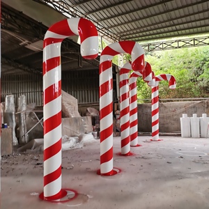 Personalizado resina fibra de vidrio Navidad escultura figuritas estatuas gigante grande bastón de caramelo adornos al aire libre decoraciones de Navidad - Product Image 1