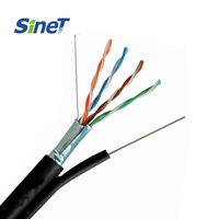 Kabel jaringan 5e kucing pendukung sendiri luar ruangan kawat baja sayang-untai padat UTP tembaga FTP dengan kabel Messenger