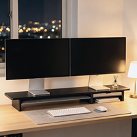 Support de moniteur double écran en bois de qualité supérieure avec tiroir, organisateur de bureau modulaire pour un espace de travail minimaliste