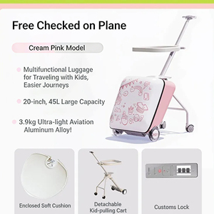 Maleta Infantil Multifuncional de 45L con <span class=keywords><strong>Carrito</strong></span> Desmontable, <span class=keywords><strong>Carrito</strong></span> <span class=keywords><strong>Plegable</strong></span> para Niños, Maleta con Asiento para Niños - Product Image 2