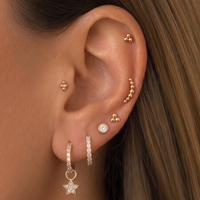 Anting-anting labret helix tragus bibir berlapis emas 18K titanium JIAXIN ASTM F136 dengan ulir dalam, perhiasan tindik wanita modis