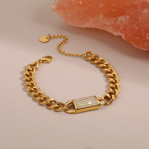 Pulsera personalizada estilo hip-hop con diamantes incrustados, cadena redonda pulida simple, moda urbana, diseño sencillo - Product Image 3