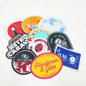 New Product Woven Patch Applique Brand Name Iron On Backing Woven Badges With Sew On Backing