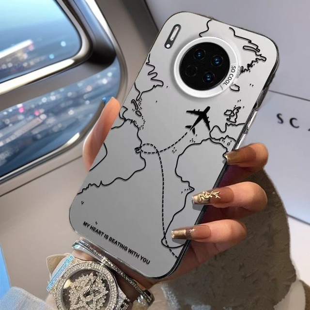 Animal Airplane Map Compatible for Mate 70 Pro Phone Case Anti-Fingerprint Embossing Cleaning Kit New Honor 100 Pro/Nova 12/P60