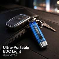 Lampe torche LED portable pour porte-clés, 300 lumens, mode turbo, mini lampe de travail, IP65, IK07, étanche, résistante aux chocs, pour les aventures en plein air