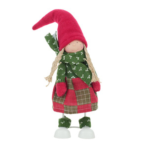LingKai Girl Figurine Standing Red and Green Creative Gnome Red-Hat Christmas Elf Ornaments - Product Image 5