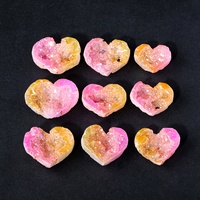 Géode Aura Jaune Rose en Gros, Cristal Arc-en-ciel en Forme de Cœur, Amas de Cristal Druzy, Pierre Sculptée à la Main, Spécimen Minéral de Guérison, Décoration d'Intérieur