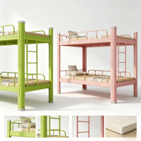 Meubles de maternelle les plus vendus - Lit superposé en métal coloré - Lit double pour enfants avec échelle