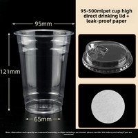 Couvercle de gobelet jetable en PET de 95 mm de diamètre avec paille, personnalisé pour boissons froides, Americano glacé, thé au lait, emballage à emporter, Guangdong