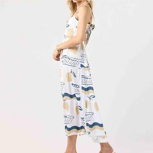 Nuevo Vestido Largo con Estampado Playero, Cuello Cuadrado, Diseño Elegante sin Espalda, con Lazos, Personalizable, 100% Rayón, Vestido Maxi - Product Image 3