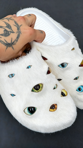 Custimzed verre yeux oeil boule <span class=keywords><strong>Mules</strong></span> diapositives <span class=keywords><strong>fourrure</strong></span> mode pantoufle pour hommes femmes femme dame - Product Image 6