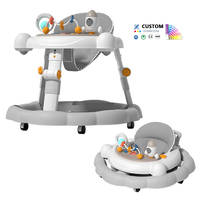 Trotteur multifonctionnel 4-en-1 pliable pour bébé avec roues et siège, trotteur d'apprentissage pour enfants, trotteur évolutif assis-debout, cadre en plastique