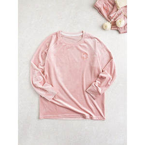 M abbigliamento da notte da donna in velluto rosa elegante con stampa a terra - Product Image 1