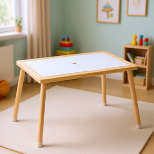 Table sensorielle en bois de style simple pour tout-petits, activités pour enfants, pieds antidérapants, jeu intérieur/extérieur, dessin, étude, cadeau - Product Image 2