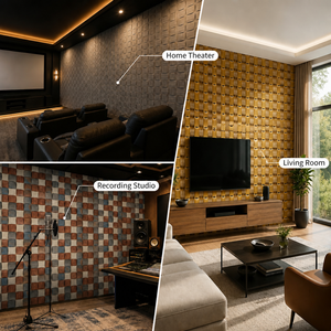 Panneau acoustique en mosaïque <span class=keywords><strong>de</strong></span> forme spéciale personnalisé, respectueux <span class=keywords><strong>de</strong></span> l'environnement, panneaux décoratifs 3D absorbants le son, <span class=keywords><strong>isolation</strong></span> acoustique murale texturée - Product Image 6