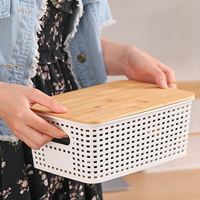 OWNSWING Offre Spéciale bacs de rangement multifonctionnels pour armoires de ménage avec couvercle en bambou paniers de rangement en plastique