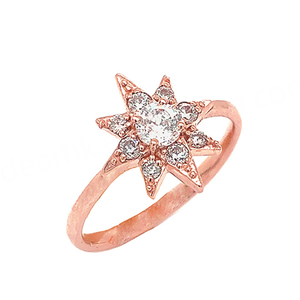 แหวนเงินแท้ 925 ประดับด้วยโทแพซสีขาวธรรมชาติรูปดาวเหนือ สไตล์เรียบง่ายสำหรับสุภาพสตรี - Product Image 1