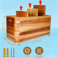 Porte-ustensiles de cuisine en bois pour comptoir ou plan de travail, porte-ustensiles en bois, récipient en bois rustique extra large