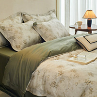 Low MOQ personnalisé fleur imprimée housse de couette ensemble de draps de lit de literie en coton doux