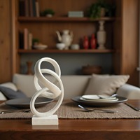 10 "Art Déco PVC Ruban Rond Sculpture Décorative Noeud Décor À La Maison Table Basse & Salle À Manger/Salon Décor De Bureau (Blanc)