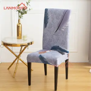 Precio barato del fabricante de China, estampado elástico geométrico, mesa de fiesta de Hotel en casa, funda para silla a prueba de polvo, estilo liso, boda