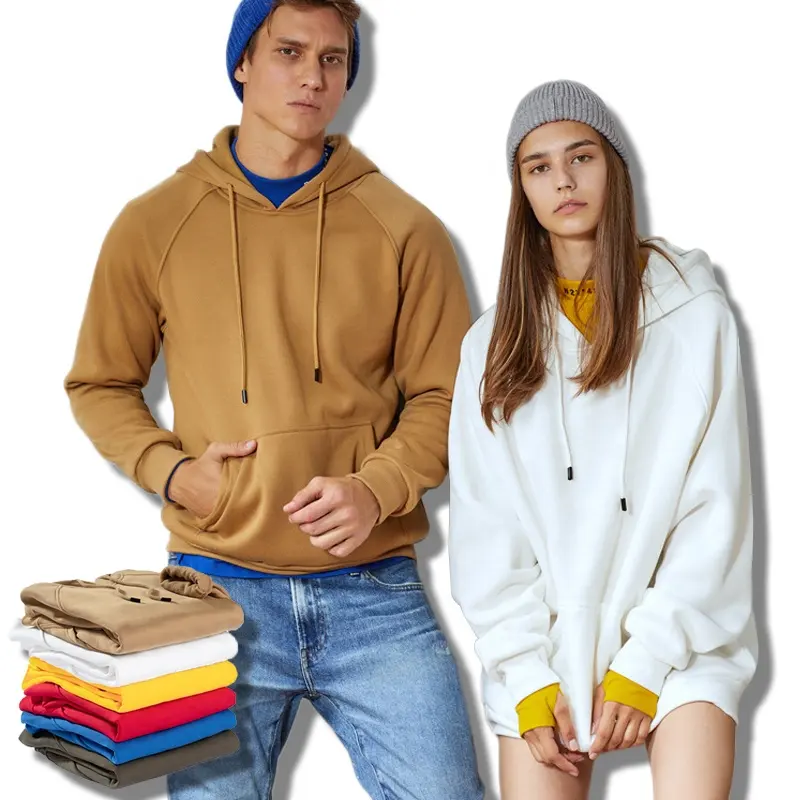 Hoodie Pullover Pria Ukuran Besar Pakaian Uniseks Luar Ruangan Mode Kustom Kosong Premium Mewah