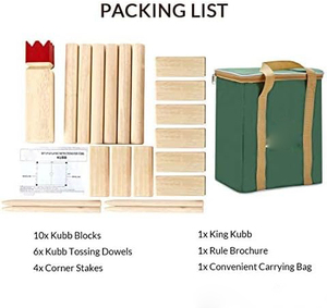 Jeu de Kubb Viking Chess pour l'extérieur avec étui de transport, jeu de lancer sur pelouse en <span class=keywords><strong>bois</strong></span> de caoutchouc pour la famille, les adolescents et les adultes - Product Image 6