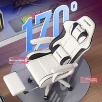 Chaise de jeu ergonomique de luxe, dossier haut, en cuir PU, pivotante, avec repose-pieds