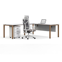 Bureau de direction moderne en L avec plateau en MDF, poste de travail ergonomique et écologique réglable, tiroir à dossiers extensible