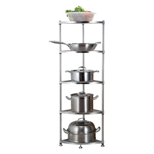 Estante de esquina de acero inoxidable Zhuanjiao, organizador de cocina de varios niveles para ollas, tapas y utensilios de cocina. - Product Image 5
