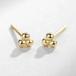 <span class=keywords><strong>Orecchini</strong></span> a Perno Nagosa in <span class=keywords><strong>Argento</strong></span> Sterling 925 Placcato Oro, Design Minimalista con Tre Sfere - Product Image 1