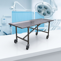 Station de travail en acier inoxydable Labycare avec évier et roulettes pour usage mortuaire, garantie 1 an