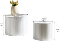 Ensemble de tables basses de rangement rondes cannelées blanches élégantes pour la maison