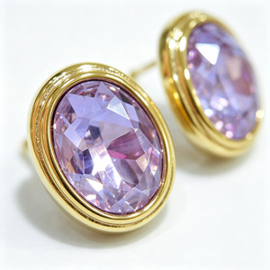 Orecchini Estetica Coquette Viola Lavanda Placcati Oro 18K, Pendenti Geometrici Sfaccettati Radianti, Gioielli Trendy per Anniversario Unisex - Product Image 3