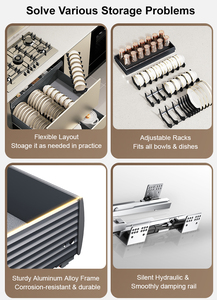 Giá để đồ tủ bếp kiểu hiện đại HNOSS bằng nhôm, có ngăn kéo trượt - Product Image 5