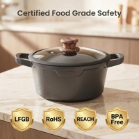 Ensemble de casseroles de cuisine en aluminium moulé sous pression, revêtement marbré antiadhésif, couvercle en verre silicone, compatible induction, personnalisable avec logo OEM, vente en gros