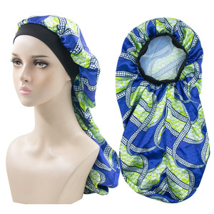 Bonnet en satin élastique extra long de luxe pour femme, grande taille, soyeux, pour la douche, le sommeil, le sport, le cyclisme, la plage, le quotidien et les fêtes - Product Image 2