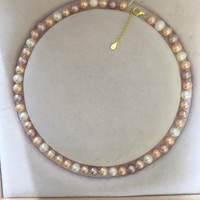 Collier ras de cou en perles d'eau douce Edison AAA rondes de 6,3 à 7,3 mm, plaqué or argent 925, fermoir pour femmes, perles nouées