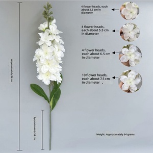 Ramo de Flores de Delphinium de Seda Artificial <span class=keywords><strong>en</strong></span> Oferta, Ramo de Jacinto de Seda Artificial <span class=keywords><strong>en</strong></span> Azul Claro, Blanco y Rojo de 84 cm para Decoración de Bodas y San Valentín - Product Image 2