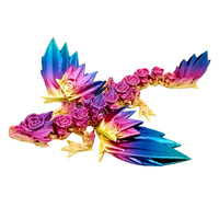 Dragon volant rose imprimé en 3D, à queue courte, ailes articulées, jouet anti-stress, articulations mobiles, figurine fantastique, décoration de bureau, cadeau