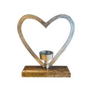 Coeur T-light Holder Table De Noël Ornement Décoratif Métal Aluminium Base En Bois Décoration De Noël - Product Image 1