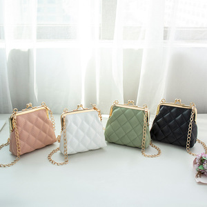 Pu Leather Mini Crossbody Bag Mobile Phone Coin Purse Keychain Diamond Check Bag Embroidery Thread Pattern Lipstick Holder Case