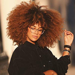 Afro bouclés couleur naturelle accepter la personnalisation noir brun blond perruque de <span class=keywords><strong>cheveux</strong></span> <span class=keywords><strong>courts</strong></span> synthétique pour les femmes noires perruques bouclées synthétiques - Product Image 1