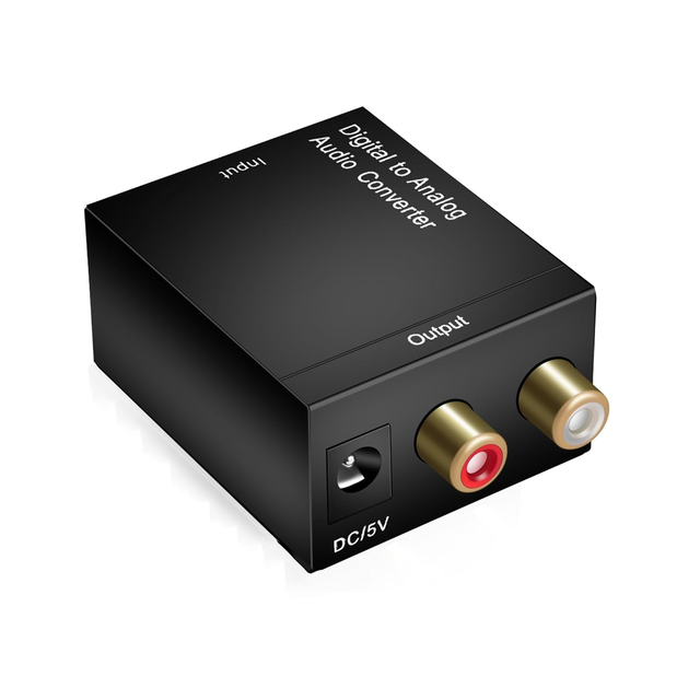 Digital Optical Coax to Analog Stereo Audio Converter Adapter Comes with Optical Cable and RCA Cable