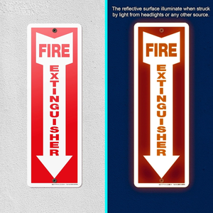 Señal de flecha para <span class=keywords><strong>extintor</strong></span> de incendios, señal de carretera de aluminio reflectante personalizada de 12*4 pulgadas para el lado de la calle y la residencia privada, señal interior - Product Image 6