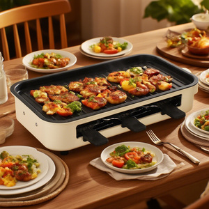 Grill électrique sans fumée MITCMOLARD 1500W, barbecue antiadhésif 46cm, 3 mini-plaques à <span class=keywords><strong>raclette</strong></span>, température réglable, pour la maison et l'hôtel - Product Image 6